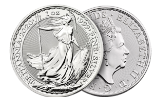 Zilveren Britannia munt; 1 ounce zilver